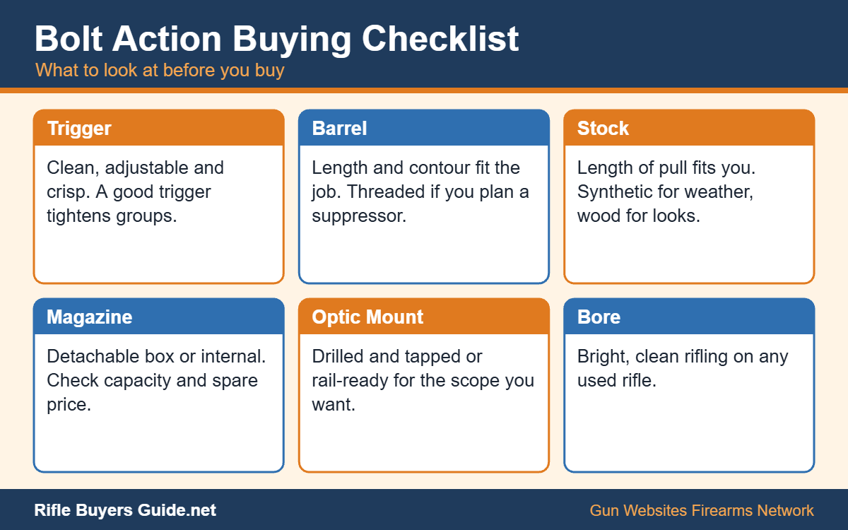 Checklist of what to inspect before buying a bolt action rifle