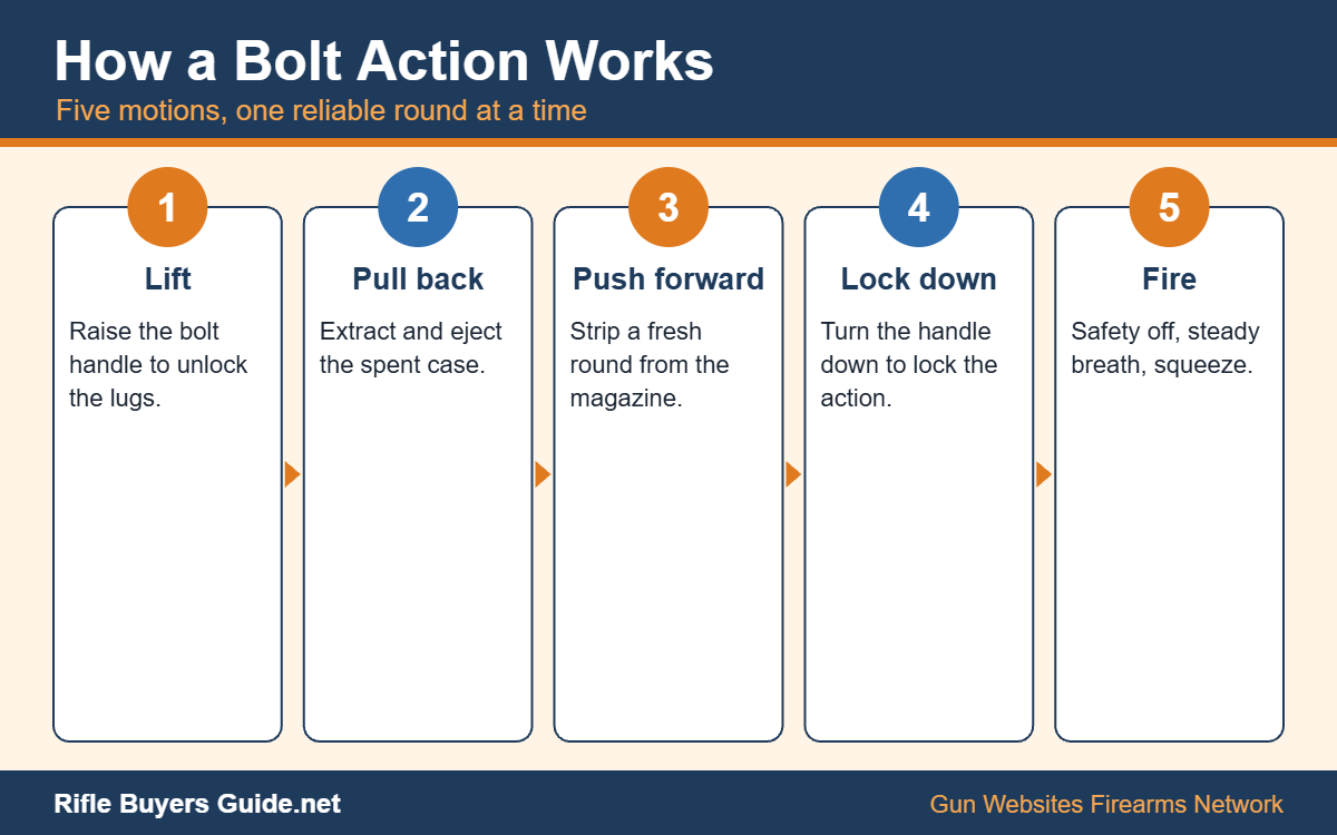 How a bolt action cycles in five steps